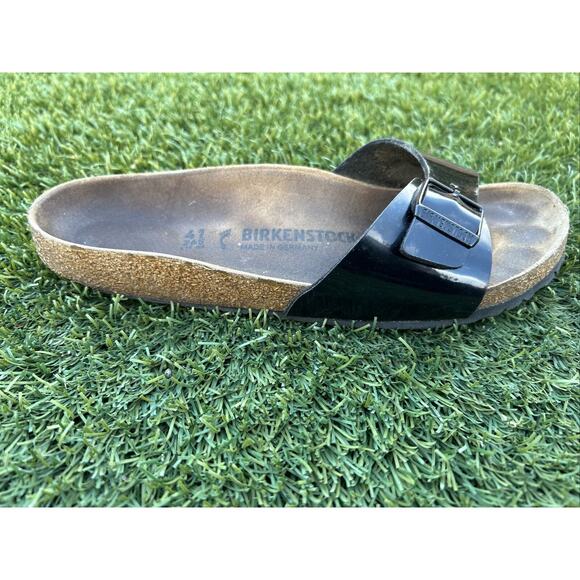 Birkenstock Unisex Madrid Black Patent Leather Slip On Sandals Size EU 41 L10 M8 - Picture 3 of 15